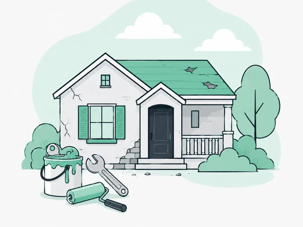 House that needs repairs, paint and tools